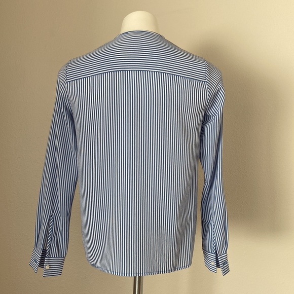 Michael Kors Striped Long Sleeve V-neck Blue & White Blouse Size S - Picture 5 of 7